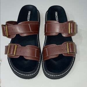 Princess Polly Ma Belle Sandals with Contrast Stitch Chocolate | 9